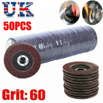 £19.79 • Buy 50x FLAP GRINDING SANDING DISCS 115mm 4.5  40 60 80 120 GRIT ANGLE WHEEL
