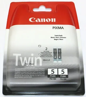 Canon PGI-5Bk / PGI-5PGBk Genuine Black Cartridge. Twin (2) Pack. IN BOX • £12.99