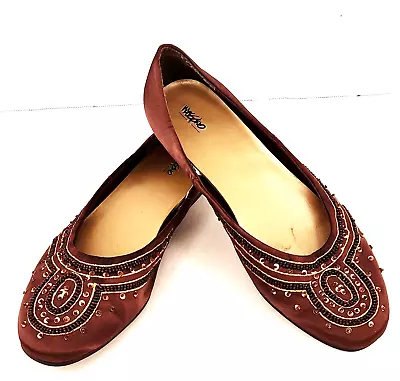 Mossimo Women's Size 10 Brown Embellished Round Toe Ballet Flats 1776 • $11.99