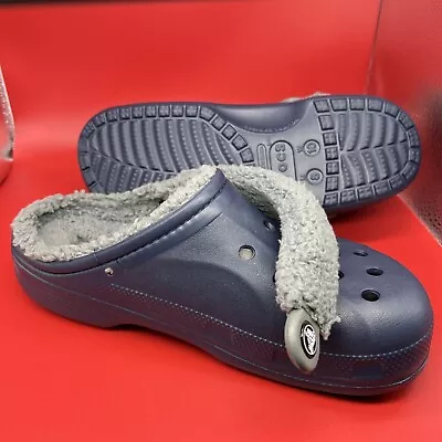 Crocs Ralen Fur Lined Navy NEW BROKEN Mens 8 Womens Size 10 Clogs Shoes Slides • $26.49