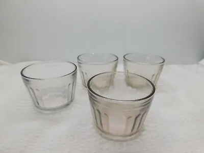 $8 • Buy 4-Vintage  Jelly Glass Jars Ribbed Glass-No Lids-Some Coloring-Indiana Glass Co