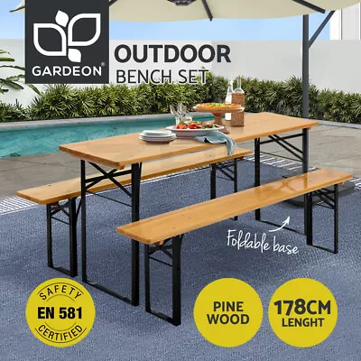 Gardeon 3 PCS Outdoor Furniture Dining Set Lounge Setting Patio Bench Camp Table • $169.95