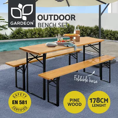 $199.95 • Buy Gardeon 3 PCS Outdoor Furniture Dining Set Lounge Setting Patio Bench Camp Table