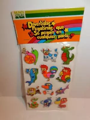 VINTAGE POP EYES PUFFY 3-D STICKERS 1970-80s MOC MUNDI ANIMAL BIRD STICKERS FISH • $8.75