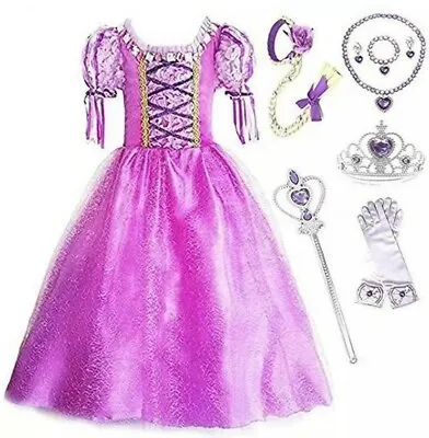 $26.98 • Buy Princess Rapunzel Costume Dress Ball Gown For Girls 3-10T