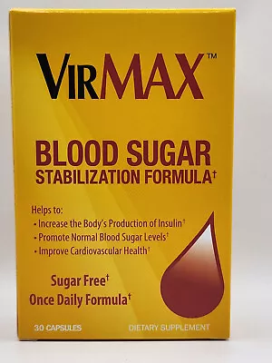 VirMax Blood Sugar Stabilization Formula Cardiovascular Supplement 30CT  EXP7/25 • $24.99