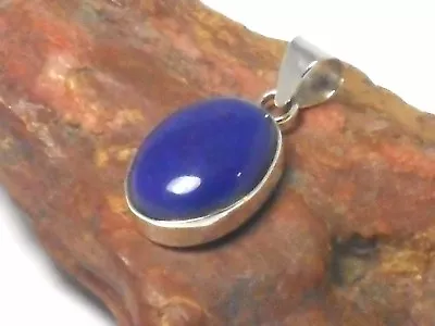 Oval  LAPIS  LAZULI  Sterling Silver 925 Gemstone PENDANT - Gift Boxed! • $24.99