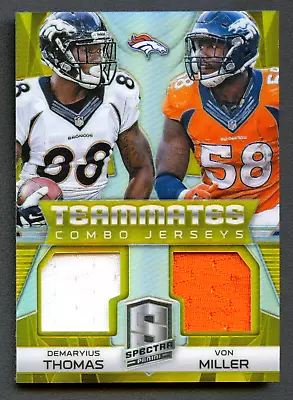 Demaryius Thomas + Von Miller 2014 Spectra Gold Prizm Refractor Dual Jersey /25 • $59.99