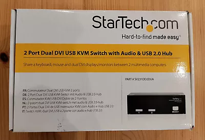 Startech 2 Port Dual DVI USB KVM Switch With Audio USB SV231DD2DUA *PLEASE READ* • £12