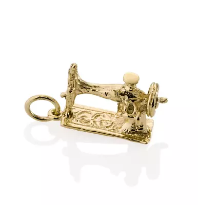 9ct Yellow Gold Sewing Machine Charm Pendant • $203.50