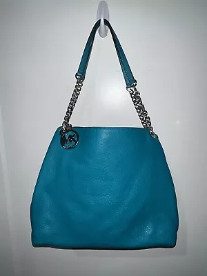 Michael Kors Greenish Blue Teal Medium Purse With Chain Strap With Metal NWOT • $120