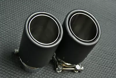 2 X 4  DRY MATTE CARBON FIBER STAINLESS EXHAUST MUFFLER TIP Fits 95-03 W210 • $125