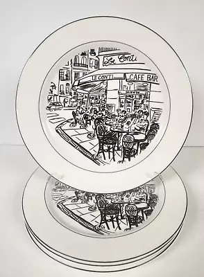 Mikasa Ultima Parisian Scenes Dinner Plates 10.75” Outdoor Cafe Set Of 4 HK114 • $49.95