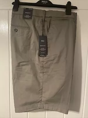 M&s Heritage Super Lightweight Active Waist Chino Shorts  W44  Clay New • £21.95