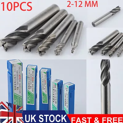 10X HSS Straight Shank 4 Flute End Mill Cutter CNC Drill Bit Tool 2-12MM UK • £9.59