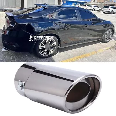 Chrome Car Exhaust Pipe Tip Rear Tail Throat Muffler Stainless For Honda Civic • $15.79