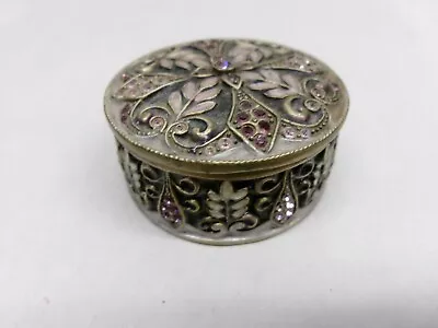 SMALL METAL TRINKET BOX With JEWELED LOOK....MAGNETIC LID • $9.99