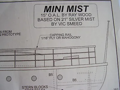 Original Model Boat Plan Mini Mist 15  Oal 2020 2021 Based On Silver Mist • $12.62