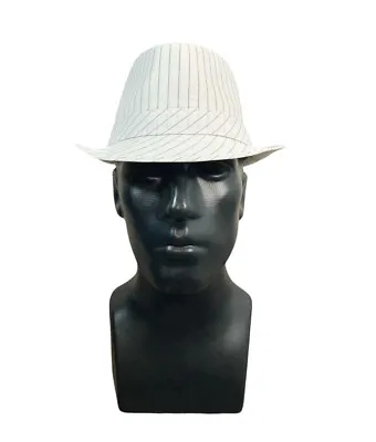 Men’s 1920s Gangster Style White/Black Pinstripe Triliby Fedora Hat Size Large • $14.72