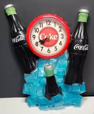 Coca-Cola Molded Wall Clock Bottles On Ice Vintage Battery Operated WORKS • $19.99