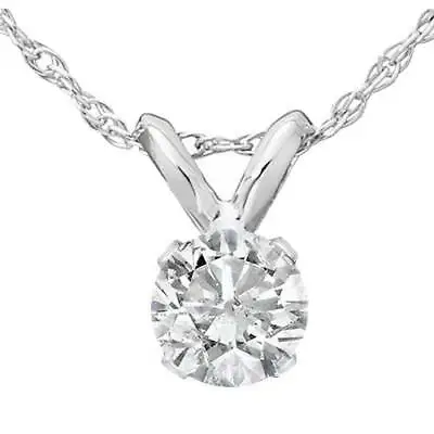 $199.99 • Buy 1/3 Ct Round Real Diamond Solitaire Pendant Necklace In 14k White Or Yellow Gold