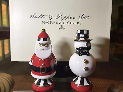 NIB Mackenzie-Childs Checkmate Duo Salt & Pepper Set SANTA And SNOWMAN Giftable • $35