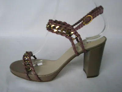 NEW JAEGER Ladies Rose Pink Leather Chain Sandals Strappy HEELS SHOES UK 6 EU 39 • £49.99