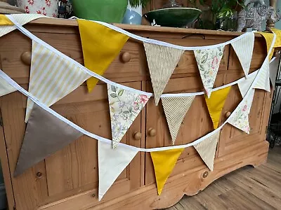 10m Fabric Bunting (£1.60m) Yellow Wedding Bunting Floral Bunting Shabby Chic • £16