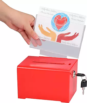 Adir Donation Box With Lock – Acrylic Suggestion Box With Slot Ballot Lock Box  • $22.71