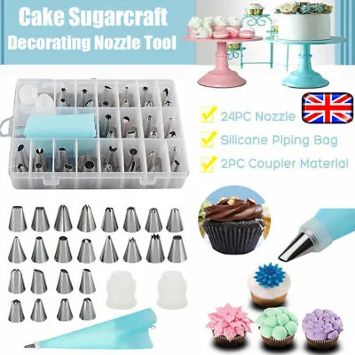 24pc Professional Cake Decorating Baking Kit Icing Piping Nozzles Tools Set • £19.99