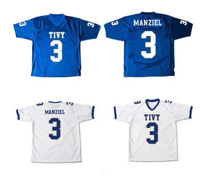 Throwback Johnny Manziel #3 High School Football Jersey White Blue Custom S-6XL • $45