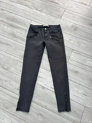 Ladies Zara Grey Skinny Zips Jeans Size 12 • £8.50