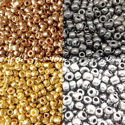 50g High Quality Metallic Colour Plated Round Glass Seed Beads Size 2mm/3mm/4mm • £2.89