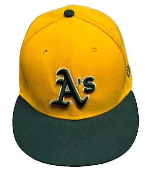 New Era Oakland A’s Yellow 59fifty Green Lid Size 7 1/2 Hat Cap  • $22.49