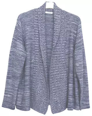 M&S CLASSIC Indigo Blue Mix Edge To Edge Cardigan Size 18 • £15