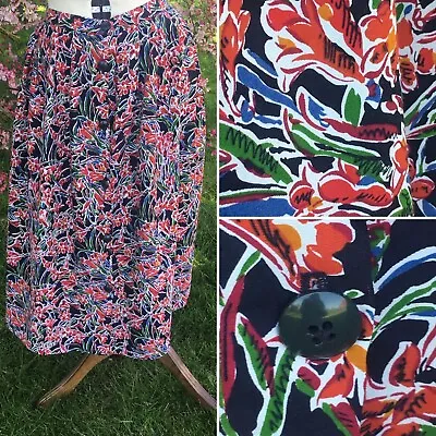 Liberty Plus Floral Button Though A Line Skirt For Women  Exotic Floral Pattern • £44