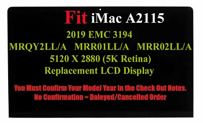 $479 • Buy EMC 3194 LM270QQ1 SDE1 P3 Retina 5K Glass + LCD Assembly Early 2019 IMac A2115