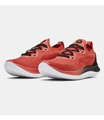 Under Armour Curry Flow Go Running Shoes Coral Red Black 3023814-604 Mens Size 7 • $120