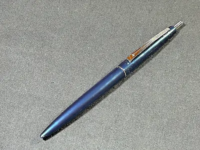 BIC CLIC Swirly Dark Metalic Blue Plastic Ballpoint Retractable Pen! Blue Ink. • $7.50
