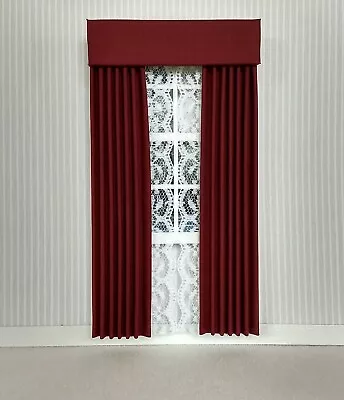 Brick Red Dollhouse Curtains 1:12 Scale • $12.49