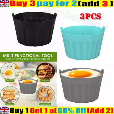 3X Air Fryer Egg Poacher Moulds Silicone Liners Pot Ramekins For All Air Fryer♡ • £4.49