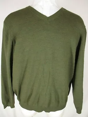 Brooks Brothers Mens Olive Vneck Stretch Wool Sweater XL • $35.21