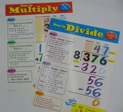 Lot Of 2 TREND Math How To Divide How To Multiply Classroom Posters • $15