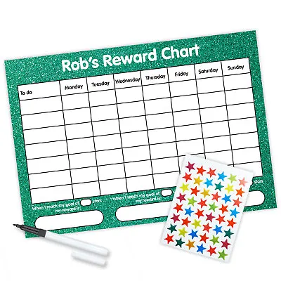 Personalised Reward Chart FREE Pen And Stickers Glitter - TO DO • £7.10