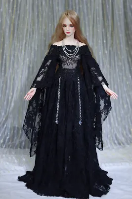 1/6 1/4 1/3 SD16 IP-EID BJD Outfit Doll Clothes Lace Wedding Full Dress Black • $37.26