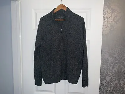 M & S Mens Grey Full Zip Cardigan Jumper Size M Medium Worn Once • £19.99