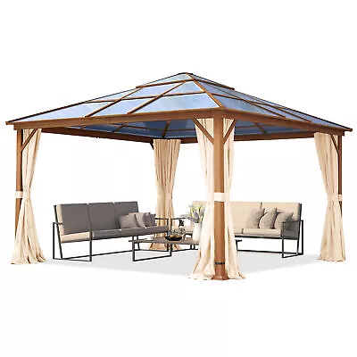 TOOLPORT 4x4 Garden Gazebo Forest Deluxe With Sidewalls And Oak Finish Champagne • £1800