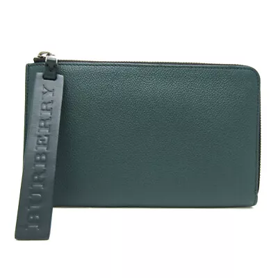 Burberry L-shaped Zipper Mini Men's Leather Clutch Bag Dark Green BF568888 • $554.40