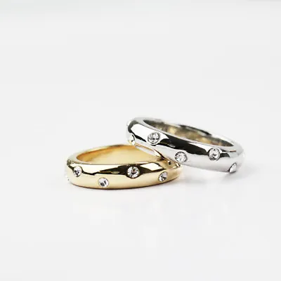 Stunning 18K White Gold / Gold GP Classic Wedding Band Engagement Ring Size 6-10 • $8.99