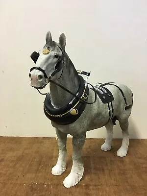 £29.99 • Buy 21cm Grey Standing Shire Horse Statue With Harness Ornament And Figurine